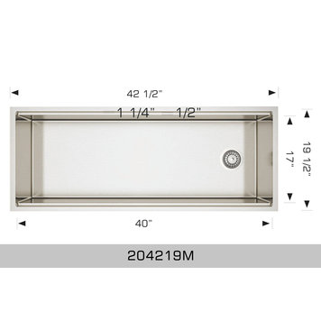 Bosco Bosco 42"x19"x10" Single Bowl 16-Gauge Stainless Steel Undermount Linear Sink