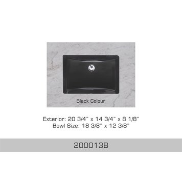 Bosco Bosco 21"x15"x8" Porcelain Rectangular Undermount Sink- Black