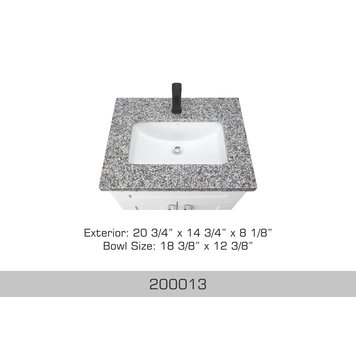 Bosco Bosco 21"x14"x8" Porcelain Rectangular Undermount Sink White