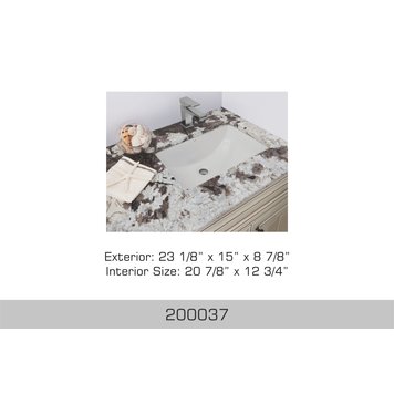 Bosco Bosco 23"x15"x9" Rectangular Porcelain Undermount Lav Sink