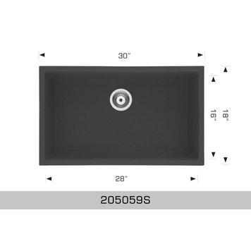 Bosco Bosco 30"x18"x9" Single Bowl Granite Undermount Kitchen Sink- Black