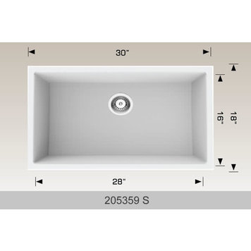 Bosco Bosco 30"x18"x9.5" Single Bowl Granite Undermount Kitchen Sink- White