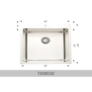 Bosco Bosco 25"x22"x14" Stainless Steel Drop-In Laundry Sink PLUS