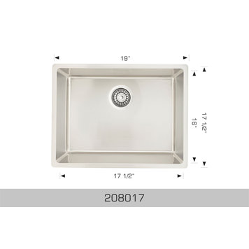 Bosco Bosco 19"x17.5"x8" Single Bowl Stainless Steel Undermount Kitchen Sink