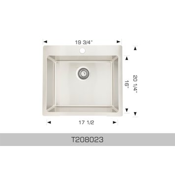 Bosco Bosco 20"x20"x8" Single Bowl Stainless Steel Drop-In Kitchen Sink