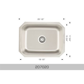 Bosco Bosco 20.5"x17.75"x8" Single Bowl Stainless Steel Undermount Kitchen Sink