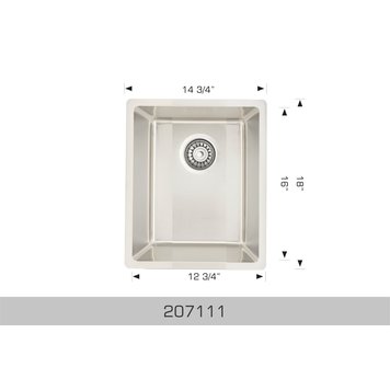 Bosco Bosco 15"x18"x8" Stainless Steel Undermount Bar Sink
