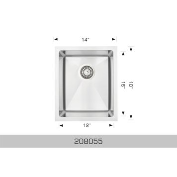 Bosco Bosco 14"x18"x9 Stainless Undermount Sink