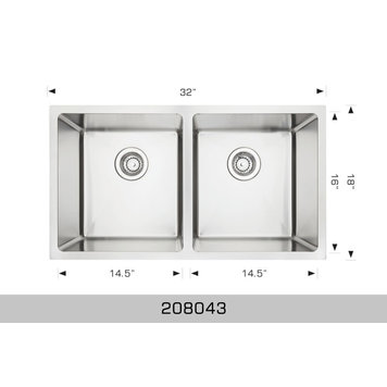 Bosco Bosco 32"x18"x9"  50/50 Double Bowl Stainless Steel Undermount Kitchen Sink