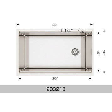Bosco Bosco 32"x18"x10" Single Bowl 16-Gauge Stainless Steel Undermount Kitchen Sink PLUS