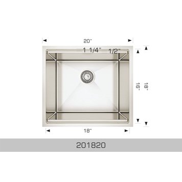 Bosco Bosco 20"x18"x10" Stainless Steel Undermount Bar Sink PLUS