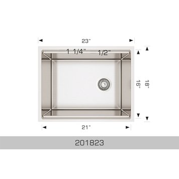 Bosco Bosco 23"x18"x10" Single Bowl Stainless Steel Undermount Kitchen Sink