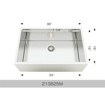 Bosco Bosco 36"19"x9.5" Apron Front Single Bowl Stainless Single Kitchen Sink