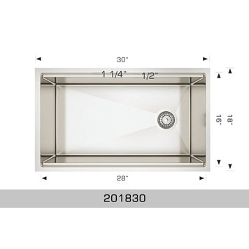 Bosco Bosco 30"x18"x10" Single Bowl Stainless Steel Undermount Kitchen Sink PLUS