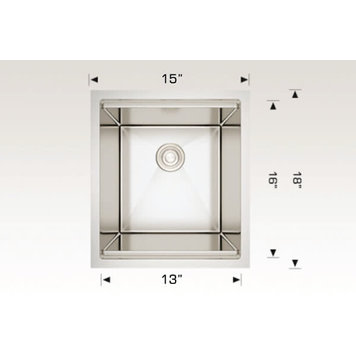 Bosco Bosco 15"x18"x10" Stainless Steel Undermount Stainless Bar Sink
