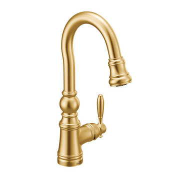 Moen Moen Weymouth Brushed Gold One-Handle High Arc Pulldown Bar Faucet
