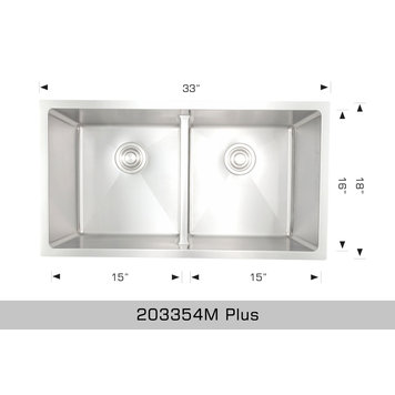 Bosco Bosco 33"x18"x7" 50/50 Double Bowl 16-Gauge Stainless Steel Undermount Kitchen Sink PLUS