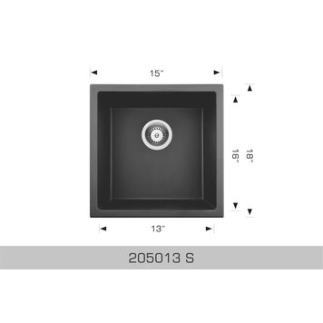 Bosco Bosco 15"x18"x8.5" Granite Undermount Bar Sink