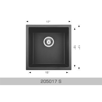 Bosco Bosco 17"x17"x8.5 Granite Undermount Bar Sink- Black