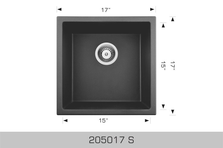 Bosco Bosco 17"x17"x8.5 Granite Undermount Bar Sink- Black