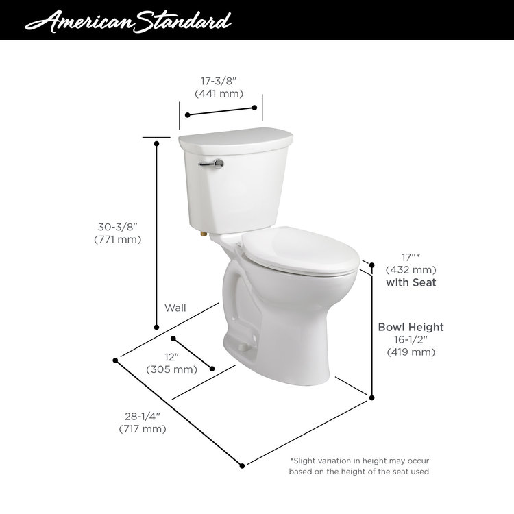 American Standard American Standard Cadet Pro RH Round Toilet White 6L Lined Tank