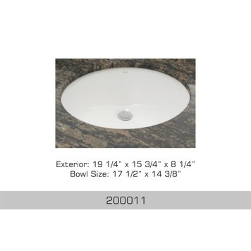 Bosco Bosco 19"x16"x8" Oval Porcelain Undermount Lav Sink