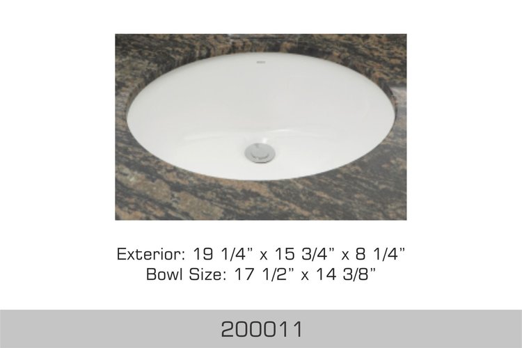 Bosco Bosco 19"x16"x8" Oval Porcelain Undermount Lav Sink