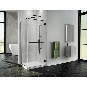Fleurco Fleurco Pura Cube 36"x36" Corner Shower Pivot Door- Matte Black