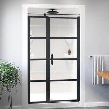Longevity Longevity Black LAT Framed Pivot Shower Door