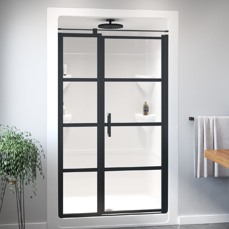 Longevity Longevity Black LAT Framed Pivot Shower Door