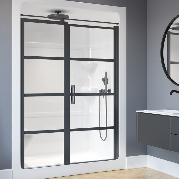 Longevity Longevity Black LAT Framed Pivot Shower Door