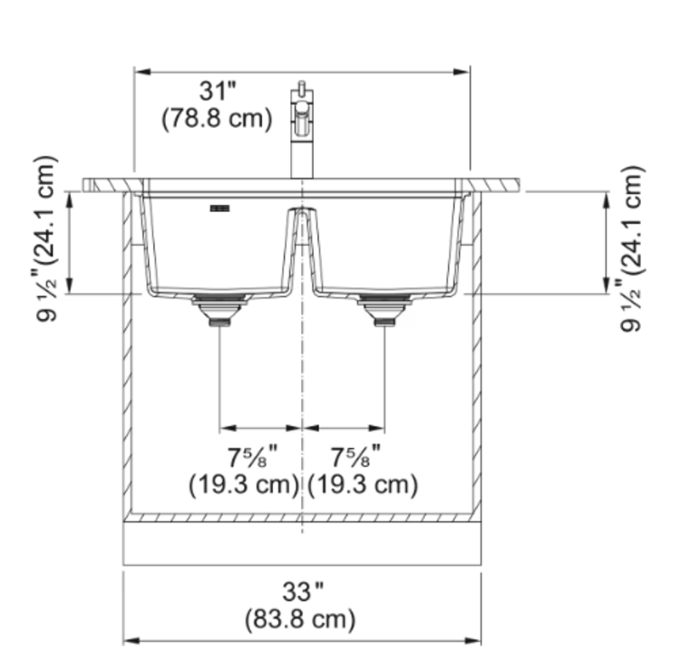 Franke Franke Maris Granite Undermount Kitchen Sink Double Bowl (50/50) 31" x 18" x 9-1/2"