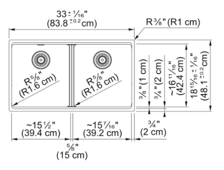 Franke Franke Maris Granite Undermount Kitchen Sink Double Bowl (50/50) 33" x 19" x 9.5"