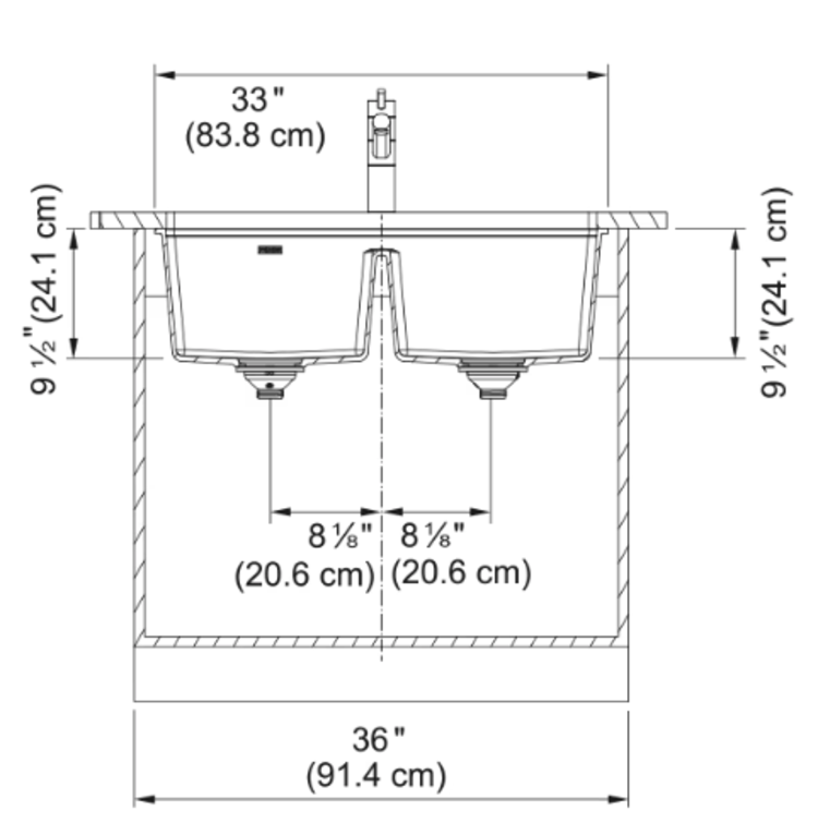Franke Franke Maris Granite Undermount Kitchen Sink Double Bowl (50/50) 33" x 19" x 9.5"