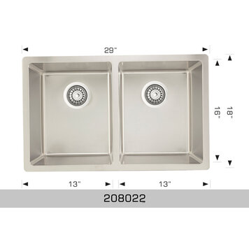 Bosco Bosco 29"x18"x8" 50/50 Double Bowl Stainless Steel Undermount Kitchen Sink