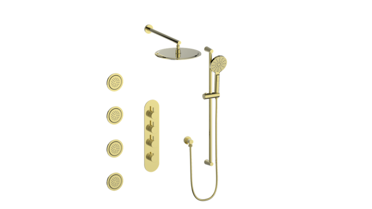 Vogt Vogt Worgl 3/4" High Flow Stacked Thermostatic Shower Kit w Body Jets
