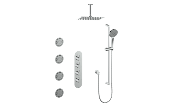 Vogt Vogt Worgl 3/4" High Flow Stacked Thermostatic Shower Kit w Body Jets