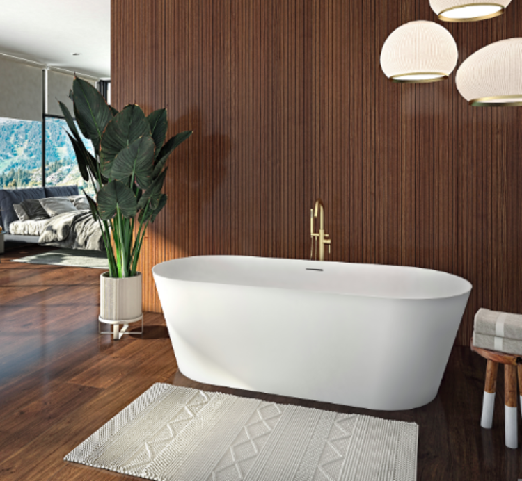 Neptune Neptune Girona Matte White Stone Freestanding Tub 66"x28"