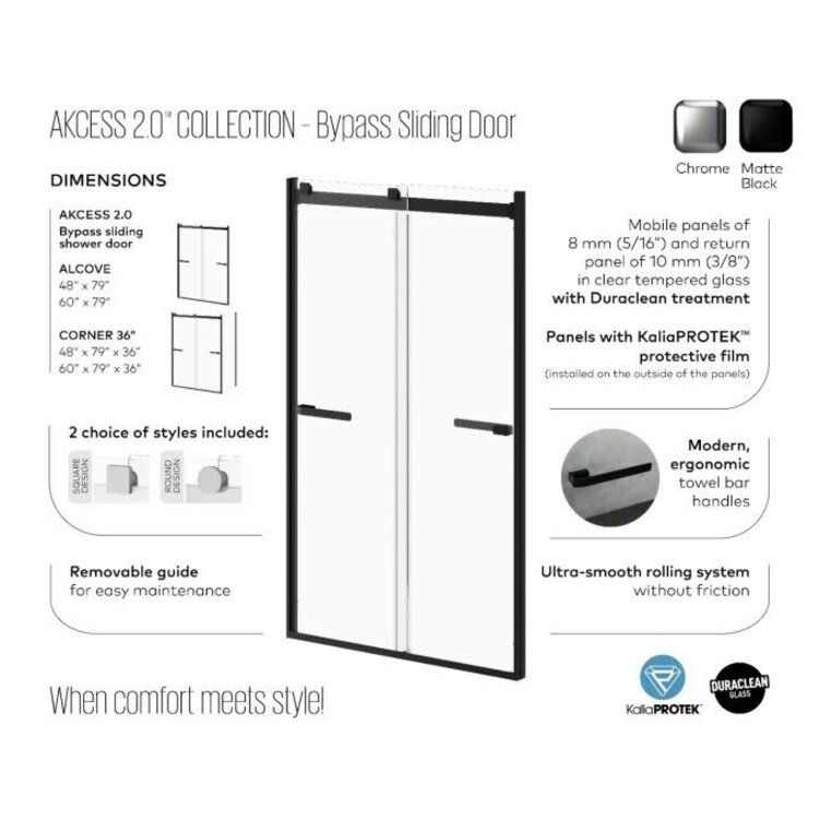 Kalia Kalia Akcess 2.0 Bypass Sliding Shower Door