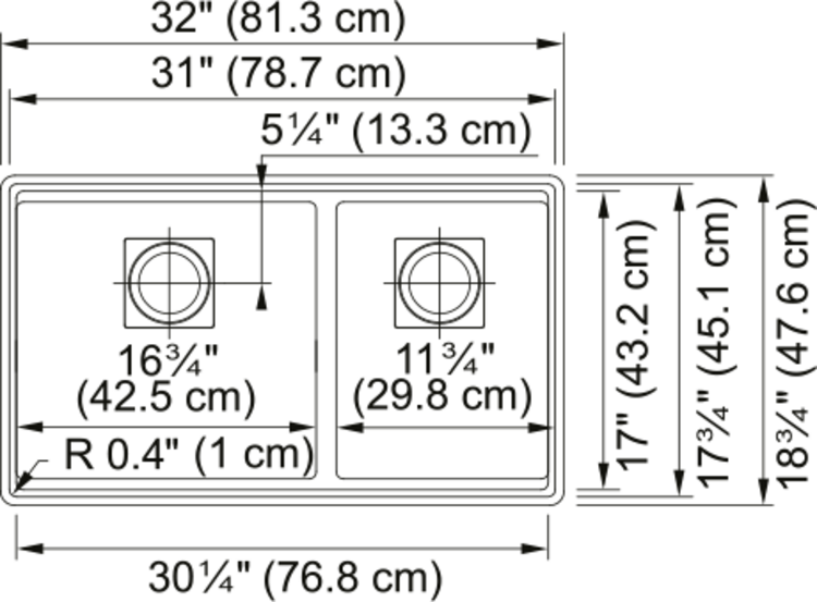 Franke Franke Peak Fragranite 60/40 Undermount Sink 32"