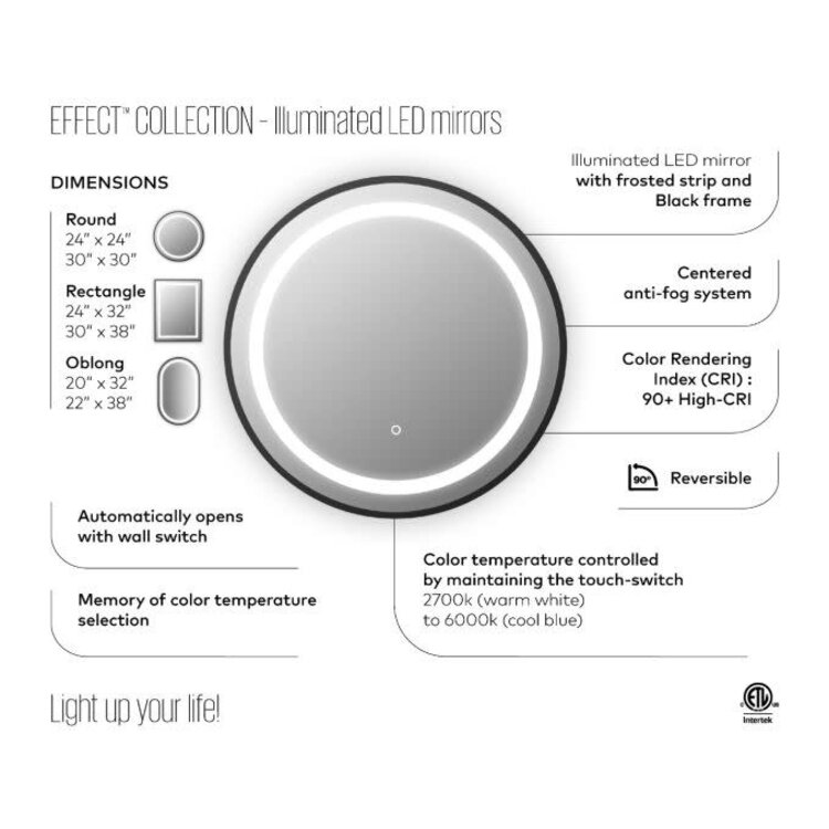 Kalia Kalia Effect Rectangle LED Mirror