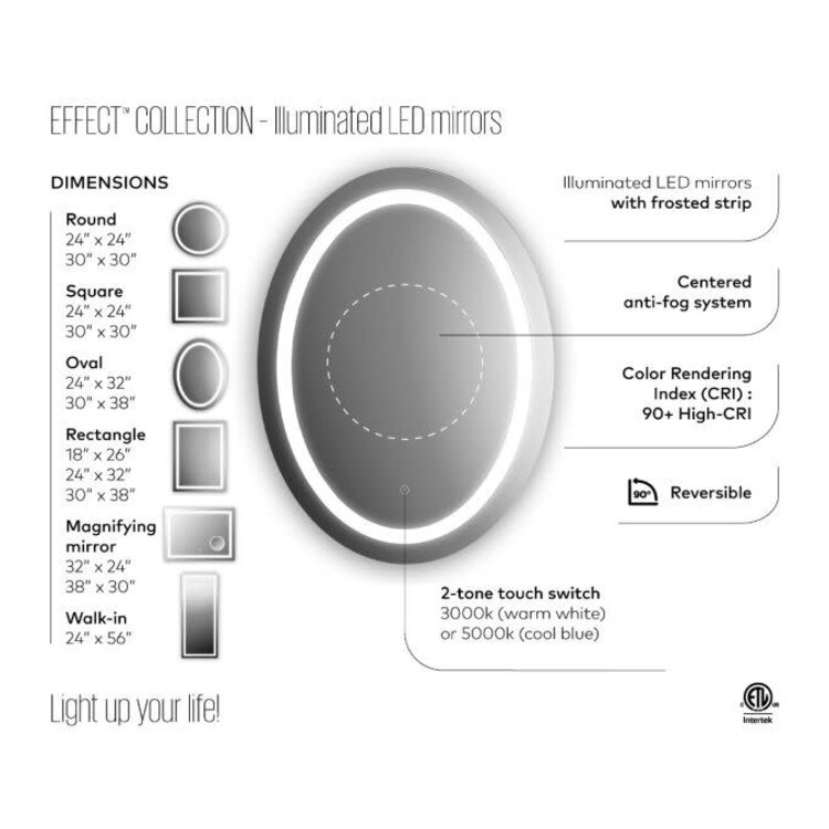 Kalia Kalia Effect Rectangular LED Mirror w/ Magnifying