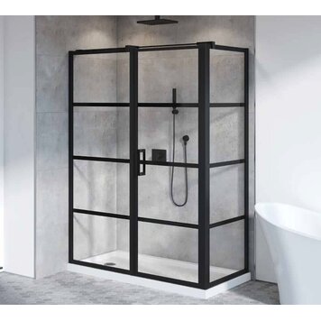 Fleurco Fleurco Latitude Pivot 2-Sided Door 60" Matte Black 36" DISCONTINUED- OPEN BOX