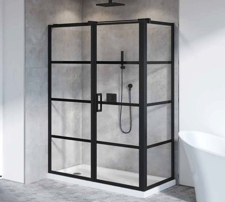Fleurco Fleurco Latitude Pivot 2-Sided Door 60" Matte Black 36" DISCONTINUED- OPEN BOX