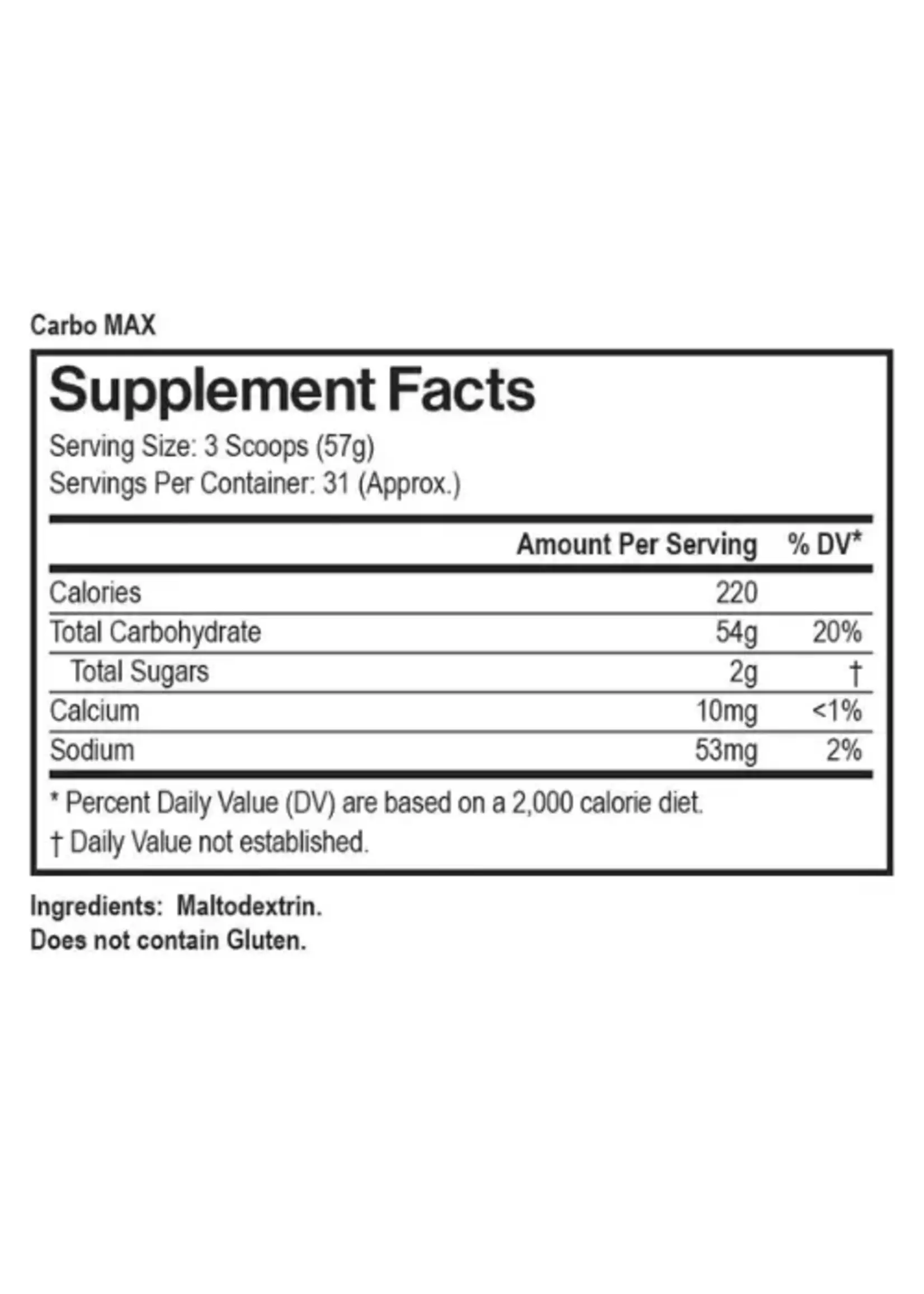 Max Muscle Carbo Max Unflavored 4lbs