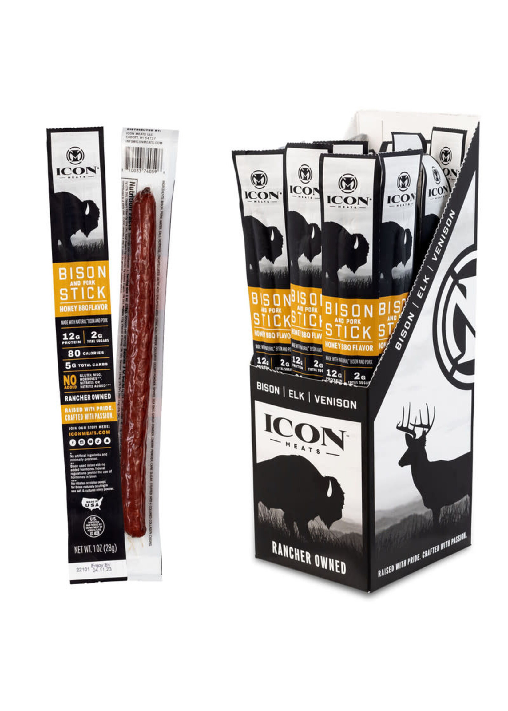Icon Icon Bison and Pork Stick Honey BBQ