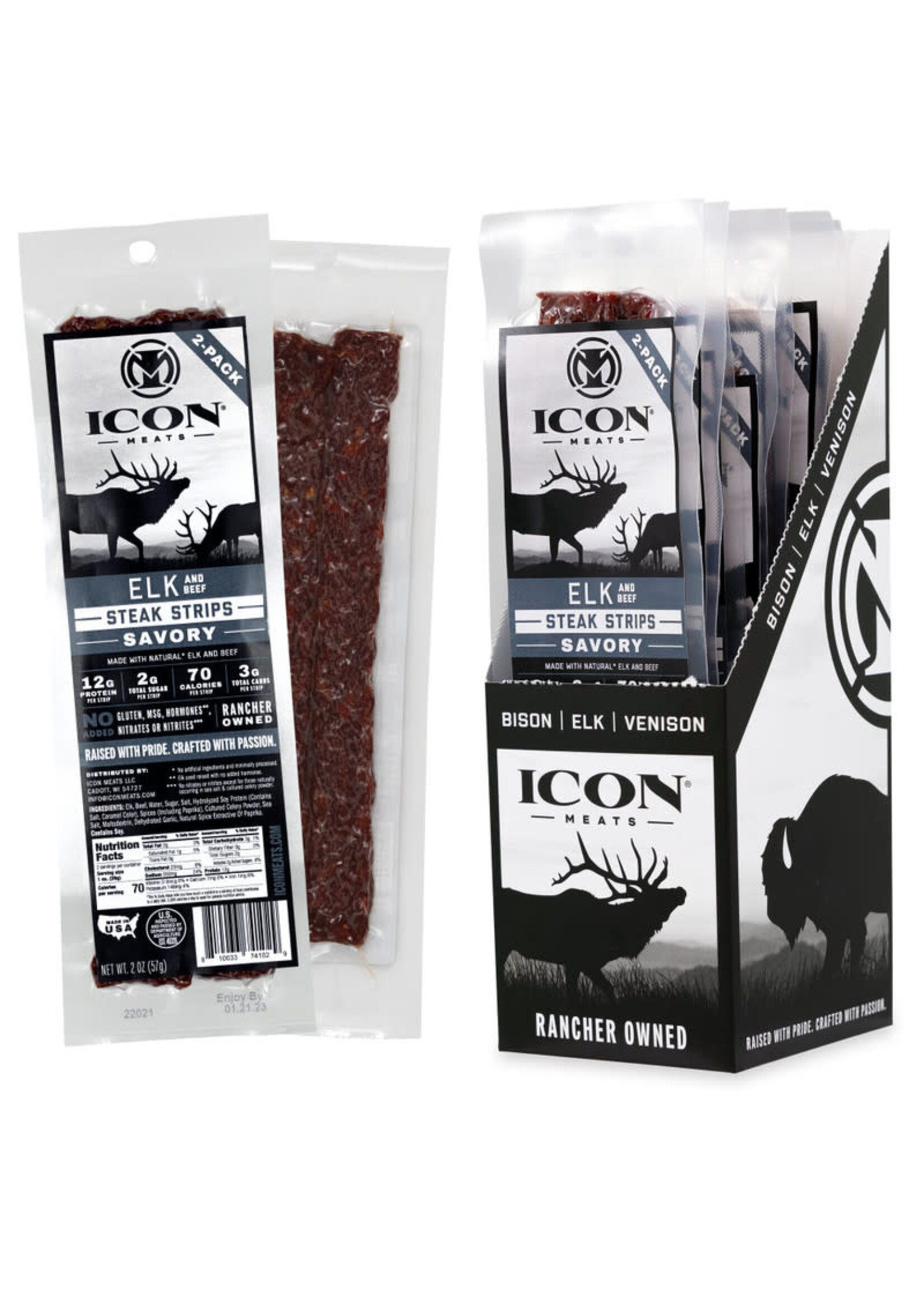 Icon Icon Elk and Beef Steak Strip Savory