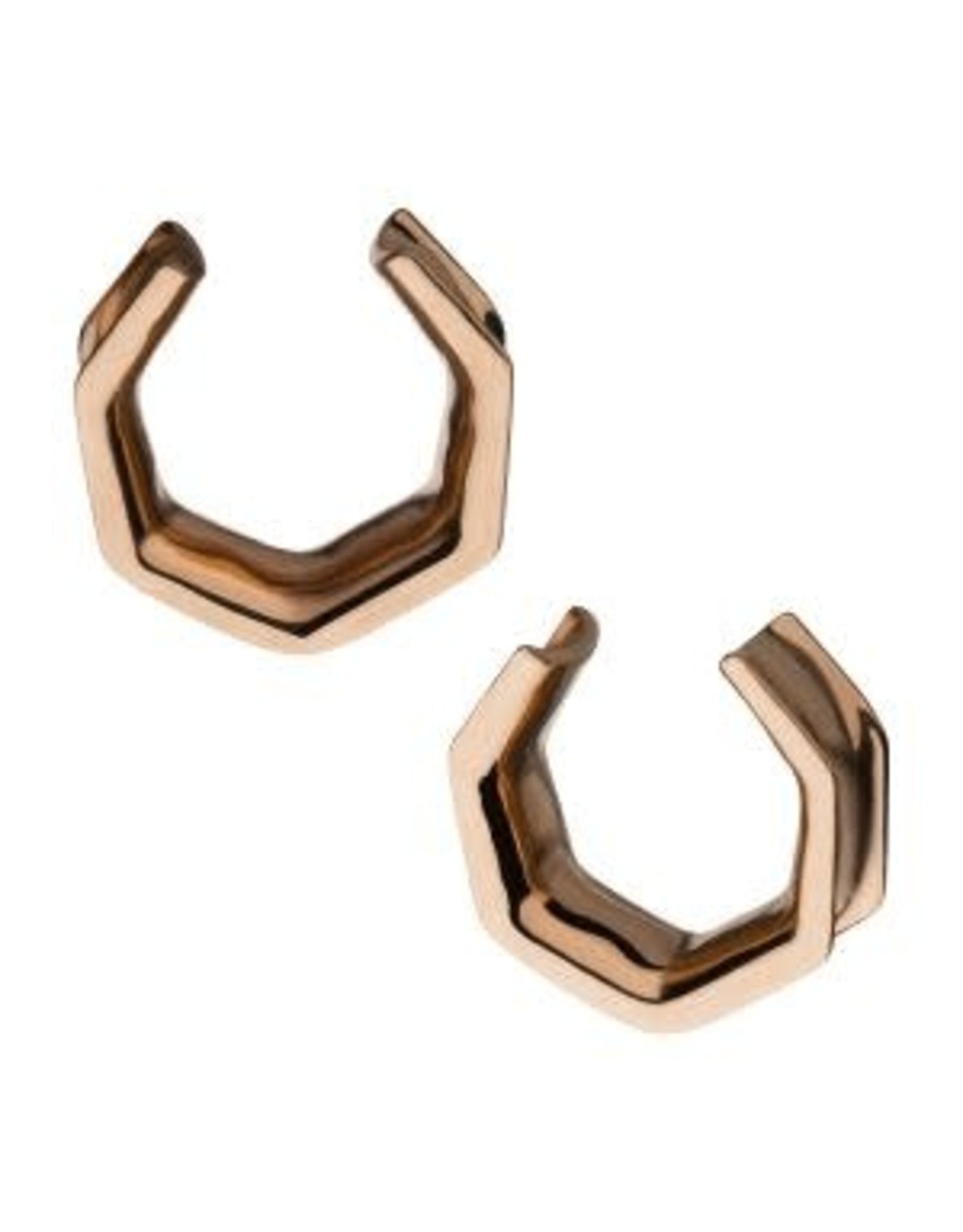 Rose Gold sur acier chirurgicale Demi Plug Hexagone Rose Gold