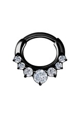 Black Steel Septum Diamant BlackSteel 8 mm 7 pierres