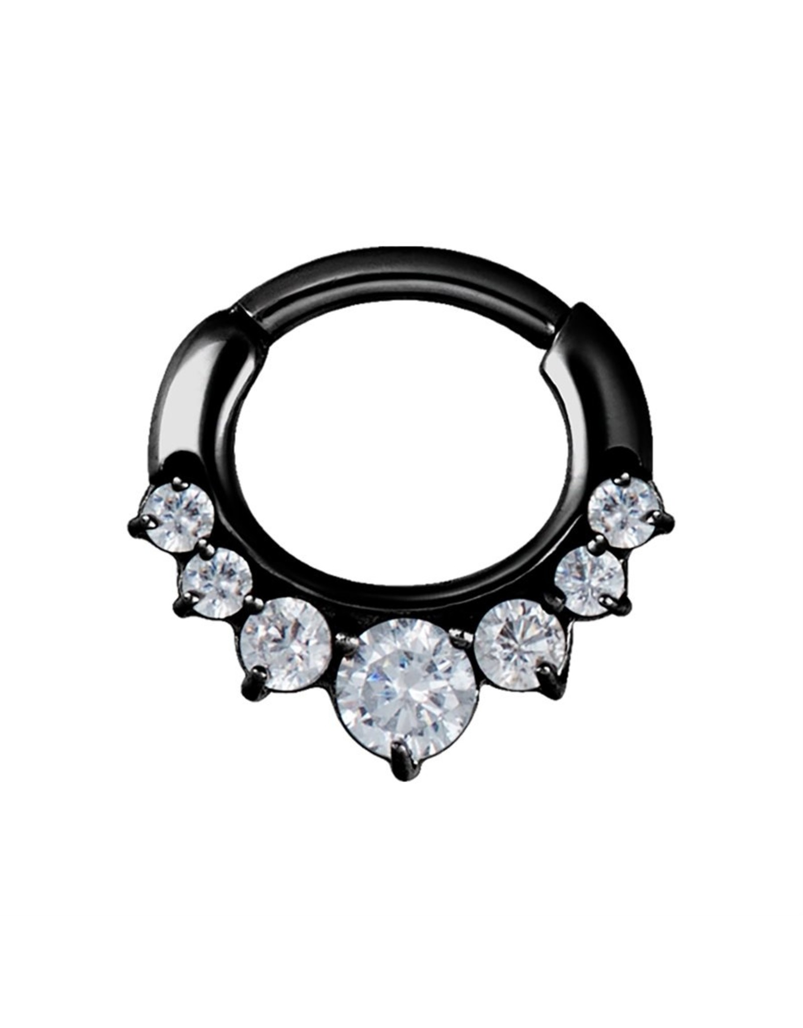 Black Steel Septum Diamant BlackSteel 8 mm 7 pierres